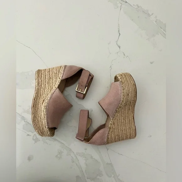 Marc Fisher Pink Espadrille Wedge Sandals - Picture 5 of 11